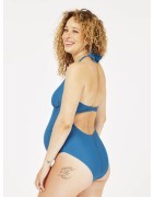 Iced Tea Halter Maternity Swimsuit (Busty C-F Cups)